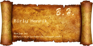 Birly Henrik névjegykártya